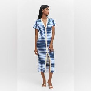 Mango Striped Jersey Dress Blue and White size 8